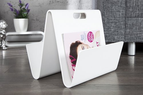 Zeitungsständer CASSIE weiss aus Holz Magazinständer Magazine Zeitschriftenhalter Zeitschriften Ständer - 2