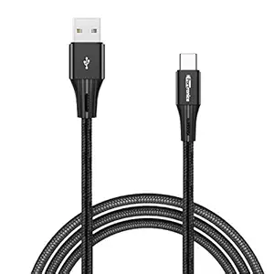 Portronics Konnect A Plus 3Amp 1M Type-C Charging Cable for Mobile Tablet with Metal Heads & Nylon Braided(Black)