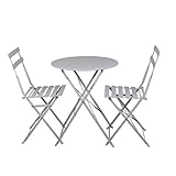 3-tlg. Balkonset 3-tlg. Balkonset in Weiß Pulverbeschichteter Rahmen Tisch 60 cm x 71 cm 2 x Stuhl 42cm x46cm x 81cm