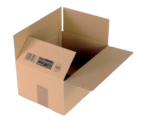 progressCARGO PC K10.03 - Caja de cartón plegable (cartón ondulado, 1 ondulación, DIN A4, 304 x 217 x 150 mm, 20 unidades), color marrón