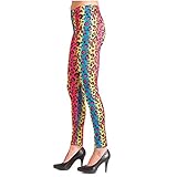 Legging Leopard bunt Gr.S - XL Damen Kostüm 80er 90er Fasching Karneval Neonparty (S/M)