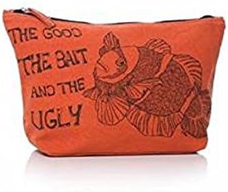 Casey Rogers Large Men's Orange Wash Bag - The Good The Bait and the Ugly Fish Design