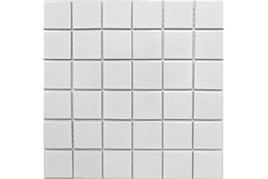 CONWIRE Mosaico quadrato tinta unita bianco lucido ceramica mosaico, pietra mosaico formato: 48 x 48 x 6 mm, dimensioni foglio: 300 x 300 mm, 10 fogli