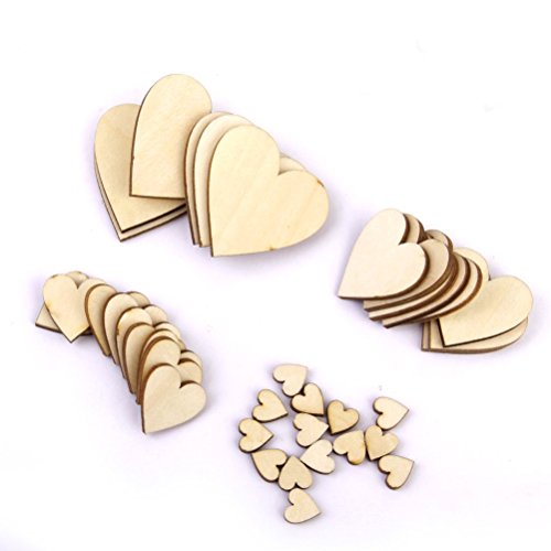 ROSENICE 100 Stück Deko Herzen Holz Hochzeit Tischdeko Konfetti 10mm 20mm 30mm 40mm Gemischt - 6