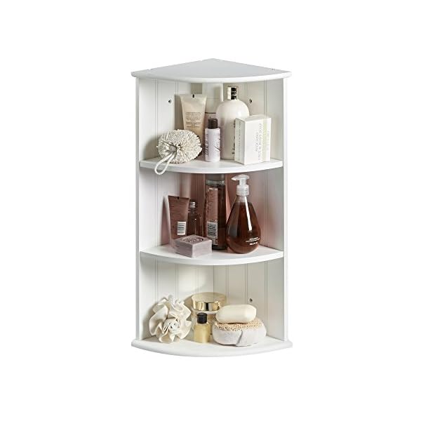 VonHaus Three Shelf Corner Cabinet - White Colonial Style Unit - Image 5