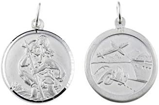 Unique Wishlist Sterling Silver 30mm Plain Edge Round Reversable St.Christopher - 20" *BU0473