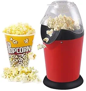 Hot Air Popcorn Popper Electric Machine Snack Maker with Removable Lid(Red)