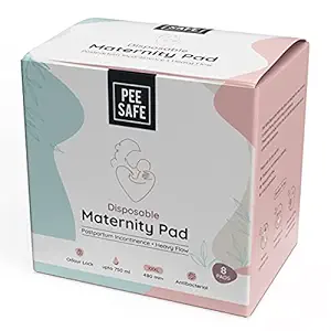 PEESAFE Maternity Pads - Pack Of 8 | Absorbs Up To 750ML Fluid, Extra Soft Surface With Elastic Sides | Best Suited for Urinary Incontinence & Heavy Flow, 480mm