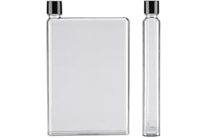 WAKECTS 750ml Thin Flat Water Bottles A5 Transparent Plastic Portable Juice Cups Portable Travel Mug(White)