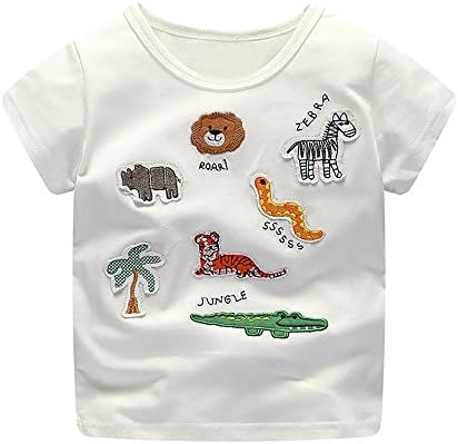 Unisex Kids Boys Top Pullover Sweater Blouse Jungle Roral Zebra Snake Tiger Crocodile Rhinoceros Coconut Tree Cartoon Embroidery Short Sleeve T-Shirt Jumpers Sweatshirt Clothes 1 2 3 4 5 6 Years