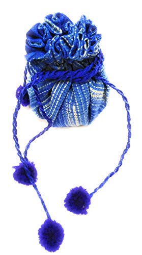 JaipurSe blue silk potli bag for gift keepsakes