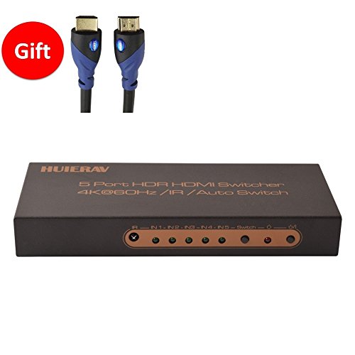 huierav HDMI 2.0 HDMI Switch 5 x 1| 4 K @ 60Hz UHD 5 Anschlüsse HDMI Switcher 5 x 1 (5 Eingänge und 1 Ausgang) | HDCP 2.2 webprotokollentwicklung