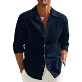 MADHAVISTA Men’s Casual Cotton Blend Shirt || Long Sleeve Button Down with Spread Collar || Lightweight Breathable Fabric || 