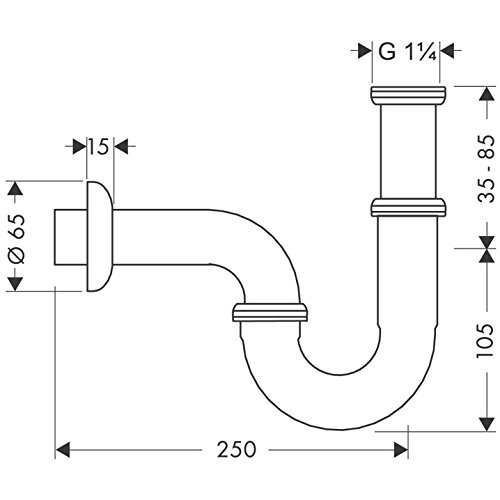 Hansgrohe Röhrengeruchverschluss 11/4 Zoll Standard-Modell, verchromt, 53002000 - 2