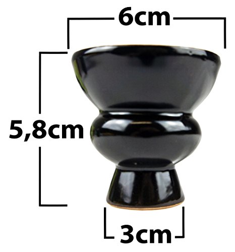 Tabaktopf für Shisha - Höhe ca. 5,8 cm - Farbe Schwarz - Wasserpfeife Kopf Ersatz Tonkopf aus Keramik Neu (Schwarz)