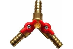 LUXXTORE Conector de válvula en Forma de Y, Divisor, latón y aleación de Zinc, Conector de Manguera de 3 vías y válvula de Bola de Cierre para Aceite, Agua, Gas y latón, 10mm.