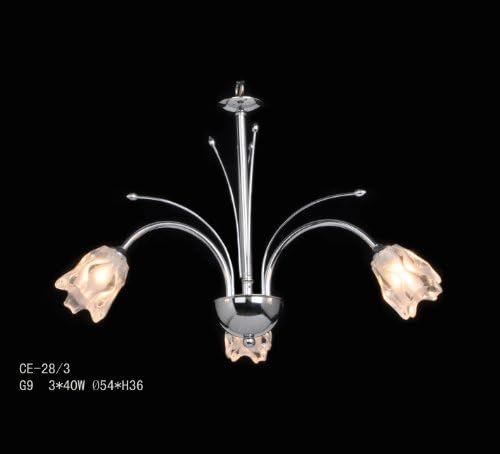 Modern 3-Way/head Chrome Polished Frosted Glass Shade Ceiling Light