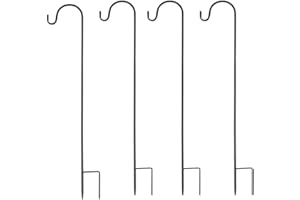 Fuuner Schäferhaken, 4 Stück Schäferstab 90CM, laternenstab Garten,Hirtenbogen Haken mit Halterung für den Außenbereich, Metall Aufhänger, Solarleuchten, Pflanzkörbe, Blumenkugel, Hochzeiten