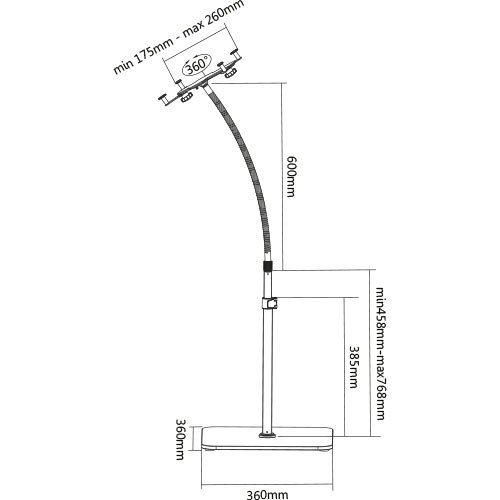 InLine Aluminium Standfuß mit Schwanenhals für Tablet bis 26,4 cm (10,4 Zoll) schwarz - 5