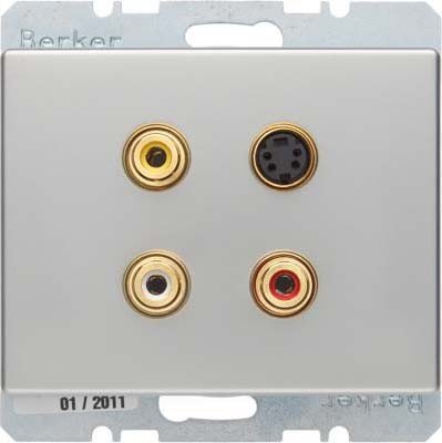 Preisvergleich Produktbild Hager ARSYS Steckdose 3 x Cinch / S-Video Edelstahl