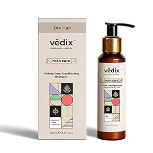 Vedix Ayurvedic Shampoo for Dry and Frizzy Hair, Vikleda Deep Conditioning Customized Sulfate Free Men Shampoo with Wheat Germ, Jojoba & Yashtimadhu, - 100 ml
