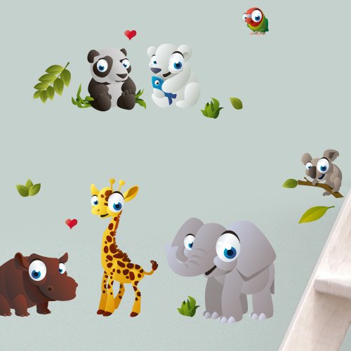Wandkings Zoo Tiere Wandsticker Set, 37 Aufkleber, 2 DIN A4 Bögen, Gesamtfläche 60 x 20 cm - 5