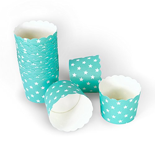 50 Frau Wundervoll Muffin Backformen aus stabilem Papier, groß Ø 6,1 cm, türkis mit weißen Sternen / Muffinförmchen / Cupcake Backformen / Muffindeko Frau Wundervoll