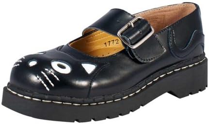TUK T2025 WOMEN GIRL SHOES Anarchic by T.U.K. Black LEATHER Kitty Mary Jane (Ladies UK 6 / EU 39 / US 8)