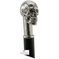 CAVAGNINI Walking Canes Sticks Gift Customizable in Color (Black/Brown), Lenght (until 38 inches), Rubber Tips, Engraving. Skull Handle Liberty Pewter Wooden Elegance for Women or Men. Handmade Italian-style