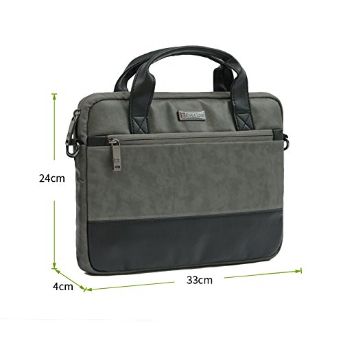Laptoptasche 11.6, Evecase Premium Doppelfarbige Umhängetasche mit Gepolstert Laptopfach, Fronttasche, Zubehörfach für Laptop in 11,6 Zoll – Waschbär Grau - 6
