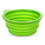 Ciotola-Mangiatoia-Abbeveratoio-Pieghevole-in-Silicone-Verde-per-Cani-Gatti
