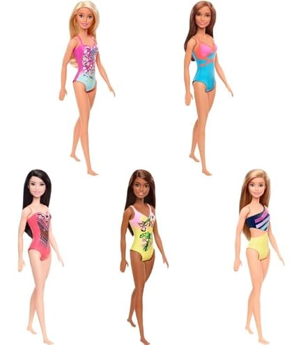Mattel Barbie Beach Puppe – Mit Badeanzug, Blau, Schwimmtauglich