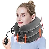 PRETTY SEE Collier Cervical Gonflable, Traction Cervicale, Coussin Cervical Vertebrae Massager,Minerve cervicale pour douleurs au cou, à l'épaule, 3 Couches,Gris Neuf