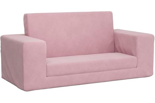 vidaXL Bäddsoffa för barn 2-sits rosa mjuk plysch