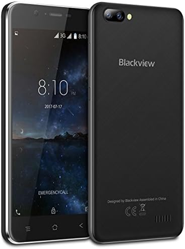 Blackview A7 - 5.0 inch IPS Screen 3G Android 7.0 smartphone 2MP front camera + 5MP dual rear camera, 1.3GHz Quad Core 1GB RAM 8GB, Dual SIM Bluetooth 2800mAh battery - Chocolate Black
