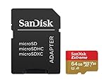 SanDisk Extreme 64GB microSDXC Speicherkarte + SD-Adapter bis zu 90 MB/Sek., Class 10, U3, V30, A1, FFP