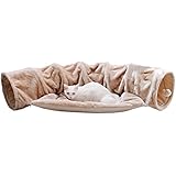 Katze Tunnel Spielzeug und Bett 2in 1, myguru zusammenklappbar abnehmbarer Warm Plüsch Bett mit Kratzern Ball für Welpen Kätzchen Kitty Transportkäfig Shack House