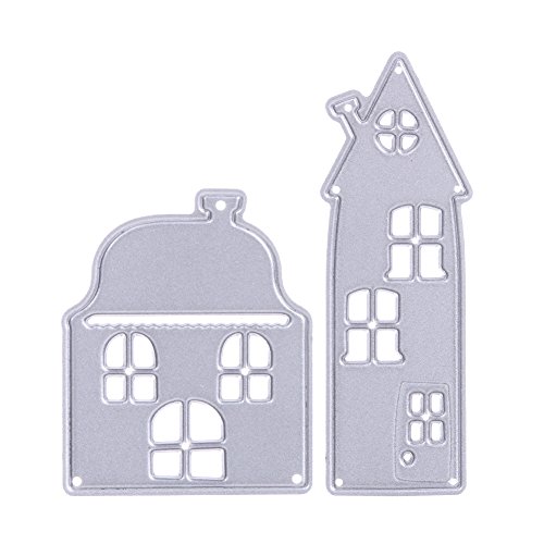 Amazingdeal365 niedliche 2 Haus Metall Form Schablonen Schneiden DIY Dekor Sammelalbum Karten Buchzeichen Lesezeichen als Geschenk für Freunde Geburtstag Kinder,Kindergarten Hobby Schule Handarbeit Unterricht usw. Ein tolles Geschenk!