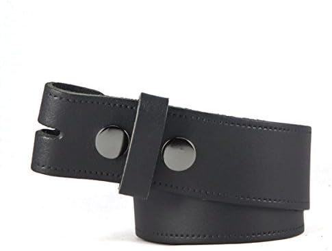 MENS LEATHER SNAP ON BELT NO BUCKLE IN BLACK / BROWN SIZES 28" - 52" (Large 36" - 40", Black)