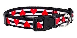 Native Pup Valentine's Day Heart Dog Collar (Large, Striped Hearts)