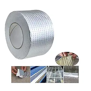 FEELING MALL Professional Waterproof Butyl Rubber Tape External Aluminium Foil Suitable for Roof Leak, Surface Crack, Window Sill Gap, Pipe Rupture, Boat Sealing, Etc (5 Meter), Silver