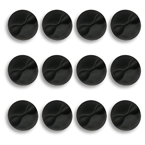 Nikgic Kabel Clips Kabelführung Kabelclips Desktop Kabel Organizer Ladekabel Management System Mehrzweck-Kabel-Clips 5er-Set (Schwarz) - 8