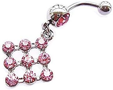 Y&amp;M Cremation jewelry Sterling Silver / Zircon / Cubic Zirconia Navel &amp; Bell Button Rings , pink