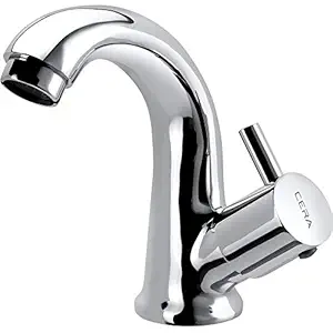 Cera Brass Garnet Swan Neck Spout Pillar Cock And Aerator (Chrome Finish)