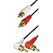Produktbild "BestPlug" 1,5 Meter High Quality Stereo Audio RCA L-R Kabel / 2 Cinch Stecker gerade auf 2 Chinch Stecker 90° abgewinkelt vergoldet / Schwarz