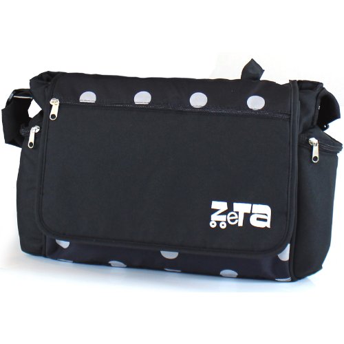 Zeta Luxury Complete Changing Bag with Changing Mat (Black Dots, Large)