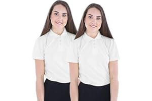 GW CLASSY OUTFIT 2 polos para niñas (paquete de 2) camisetas de manga corta para uniforme escolar para niñas, polos blancos para niños, camisetas escolares de polietileno para 4-12 años