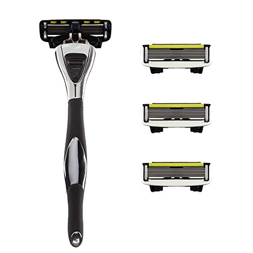 SHAVE-LAB - FIRE - Manual Razor with 4x Razor Blades (P.6 - 6 blades - for men, black)