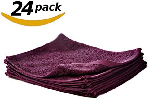 ROHI Salon Towels Easy Care, Ringspun Cotton for Maximum Softness and Absorbency, 24-pack - Plum (Purple) (30cm x 30cm)