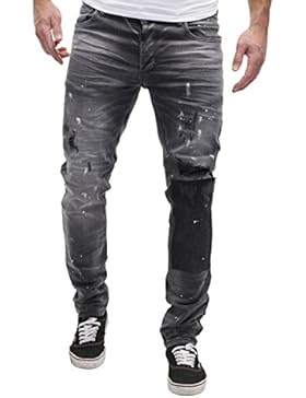 Merish Jeans Destroyed Herren Used Look Patched Blue Hose Chino Denim 2071
